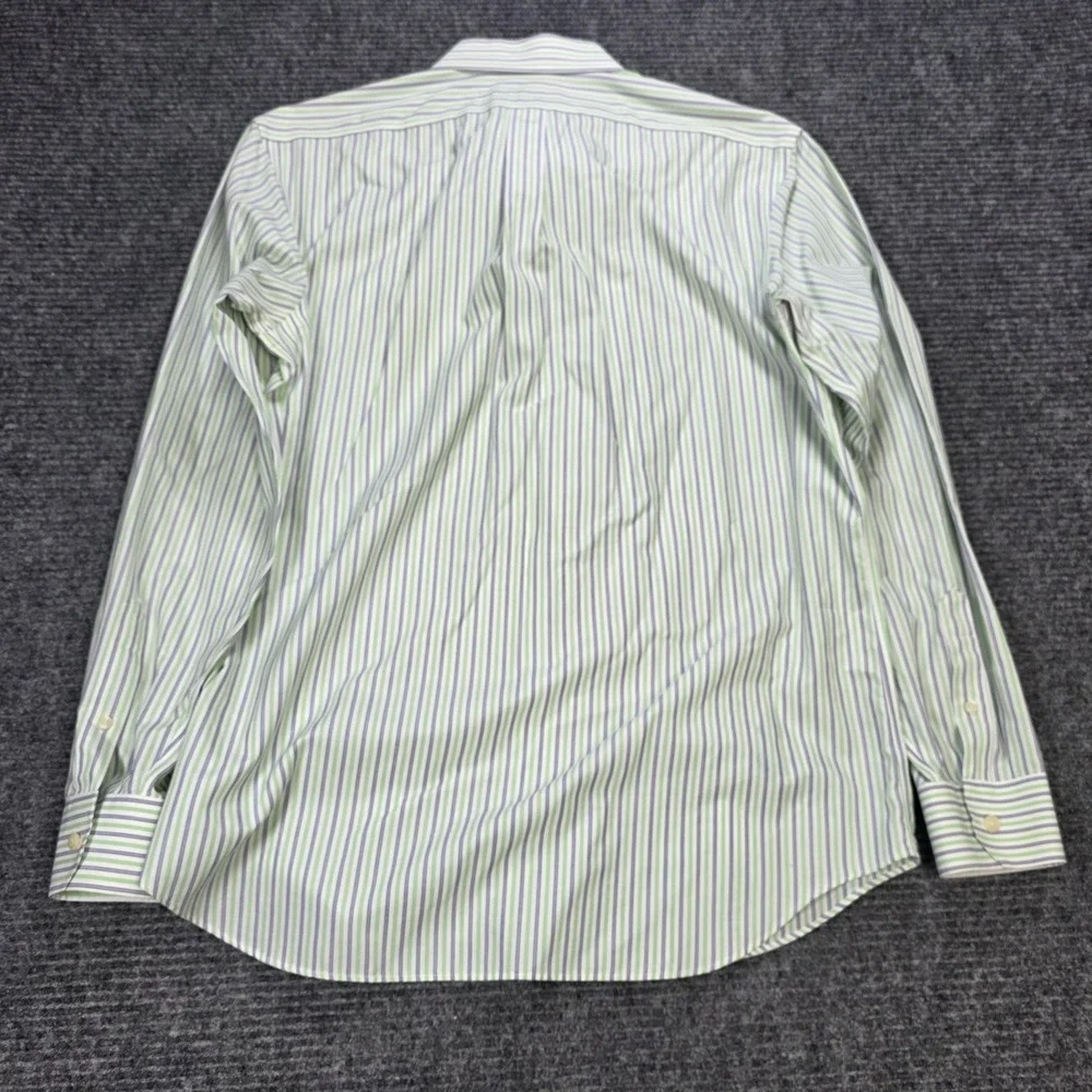 Banana Republic Non-Iron Classic Fit Shirt Men's L 16-16.5 Green Blue Striped